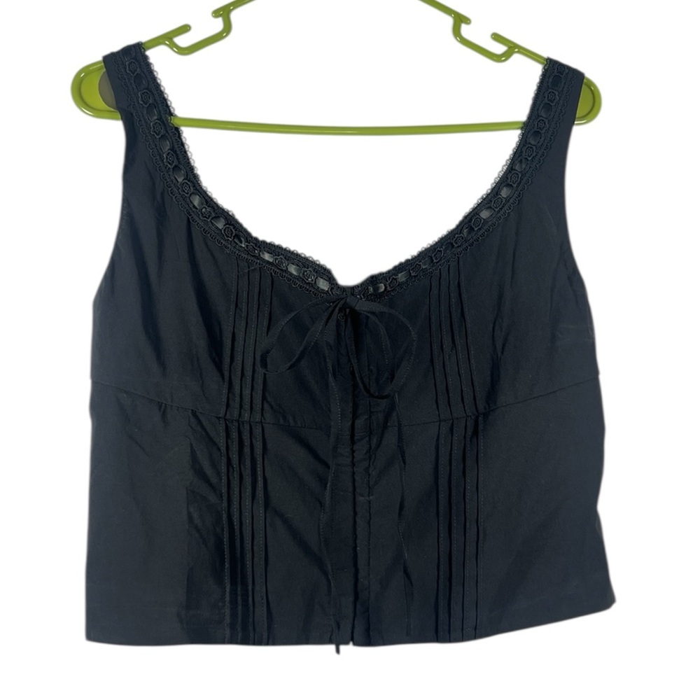 Marthea Milkmaid Corset Cropped Tank Top Lace Trim XL